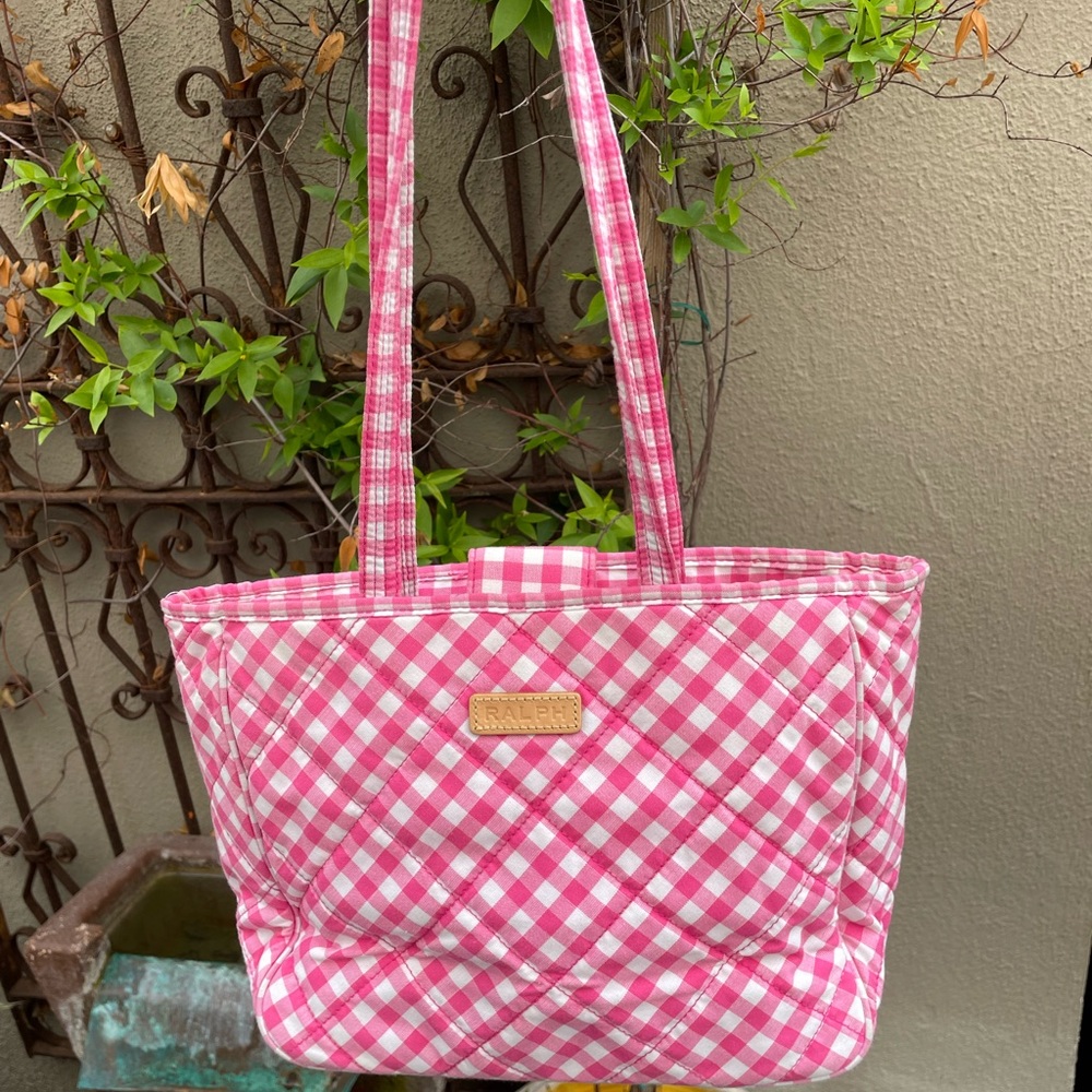 Ralph Lauren pink and white Cloth Purse